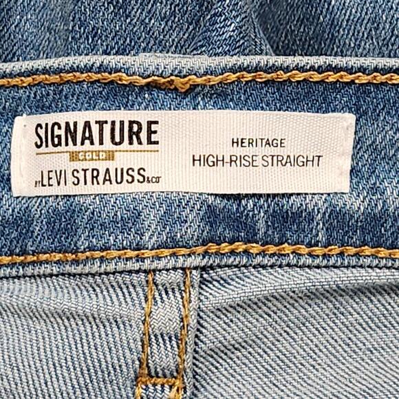 Signature Levi Strauss Jeans Womens 16 W33 Light Wash High Rise Straight 36x27 - Picture 13 of 16